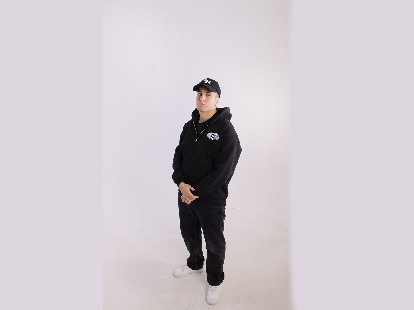 DOUBLE ZIP UP HOODIE - BLACK