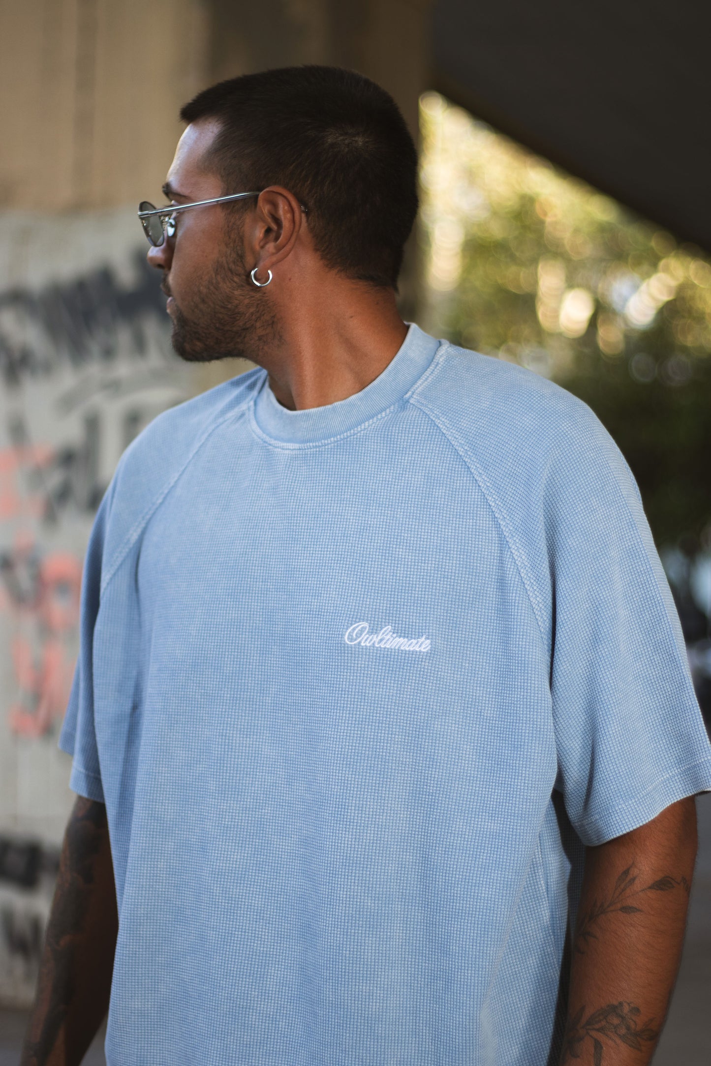Baby blue waffle tee.